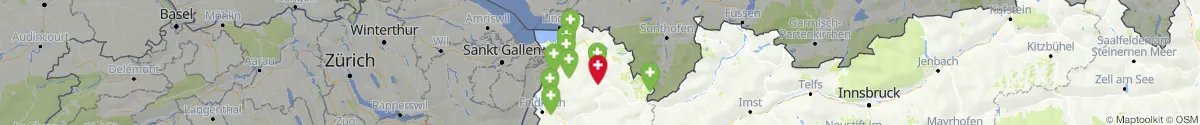 Map view for Pharmacies emergency services nearby Reuthe (Bregenz, Vorarlberg)
